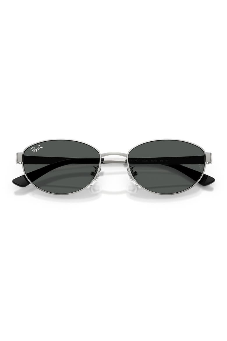 55mm Oval Sunglasses, Alternate, color, SILVER / DARK GREY