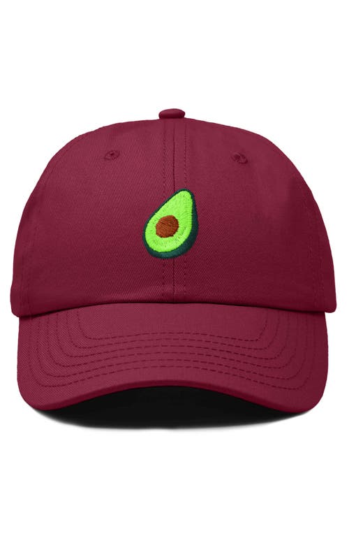 Dalix Avocado Embroidered Food Hat In Maroon