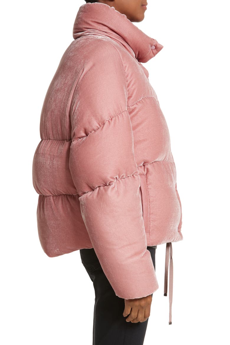 Cercis Velvet Quilted Down Puffer Coat, Alternate, color, PINK