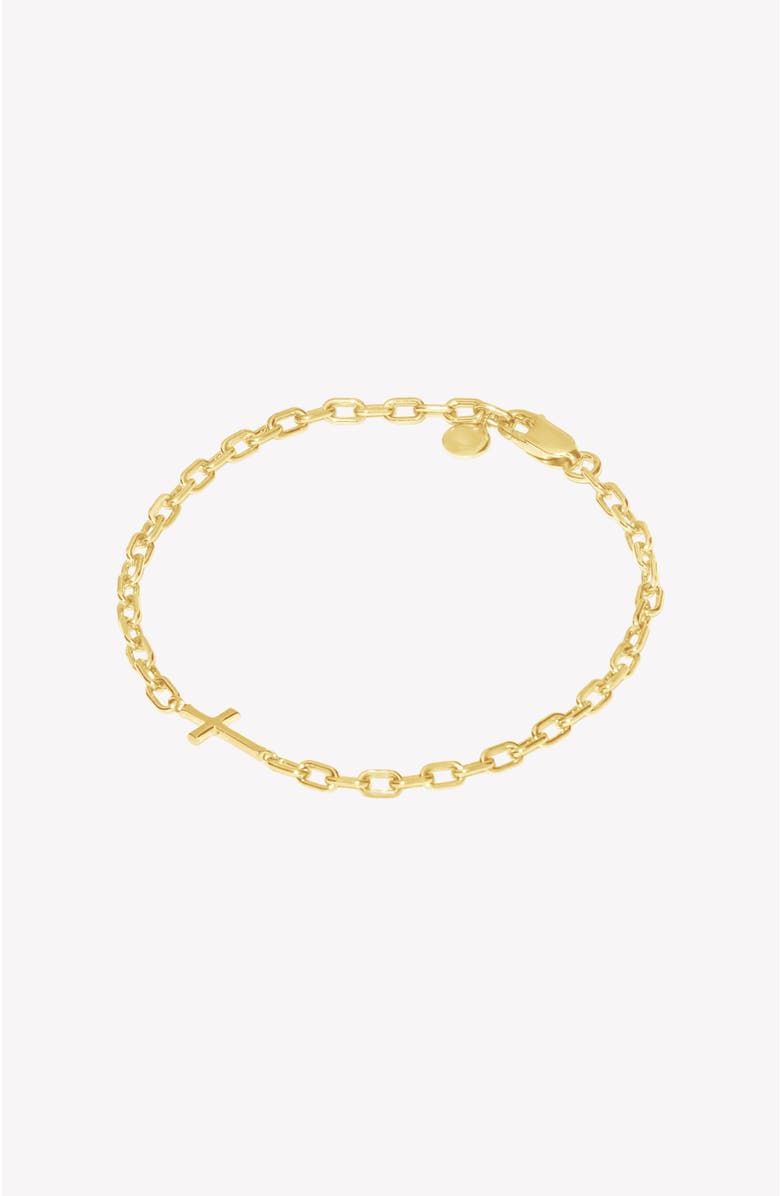 Rizen Jewelry Mini Chain Breaker Cross Bracelet, Main, color, 18K Gold Plated