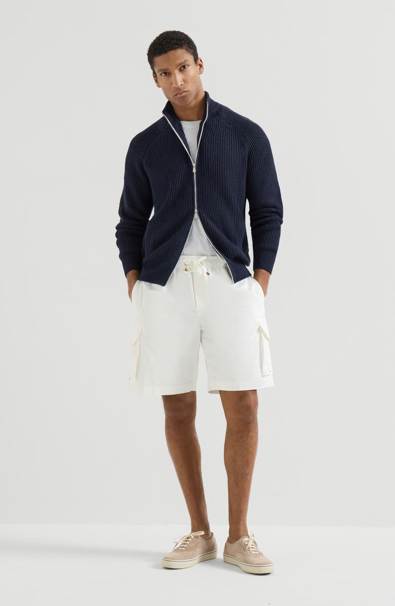 Brunello Cucinelli Gabardine Bermuda shorts, Alternate, color, Snow