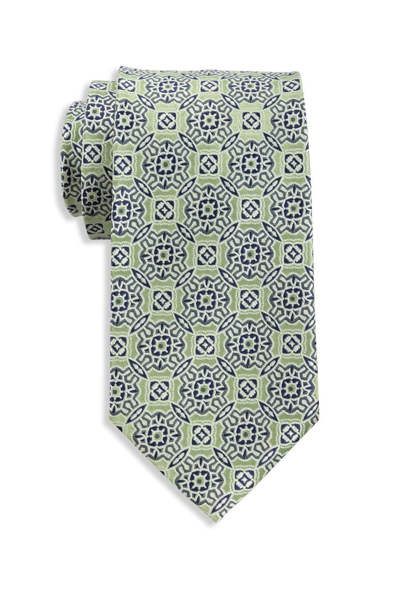 Big & Tall Modern Geometric Tie, Main, color, GREEN