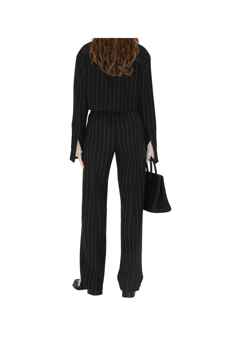 Burberry Cropped Pinstriped Wool Shirt, Alternate, color, 