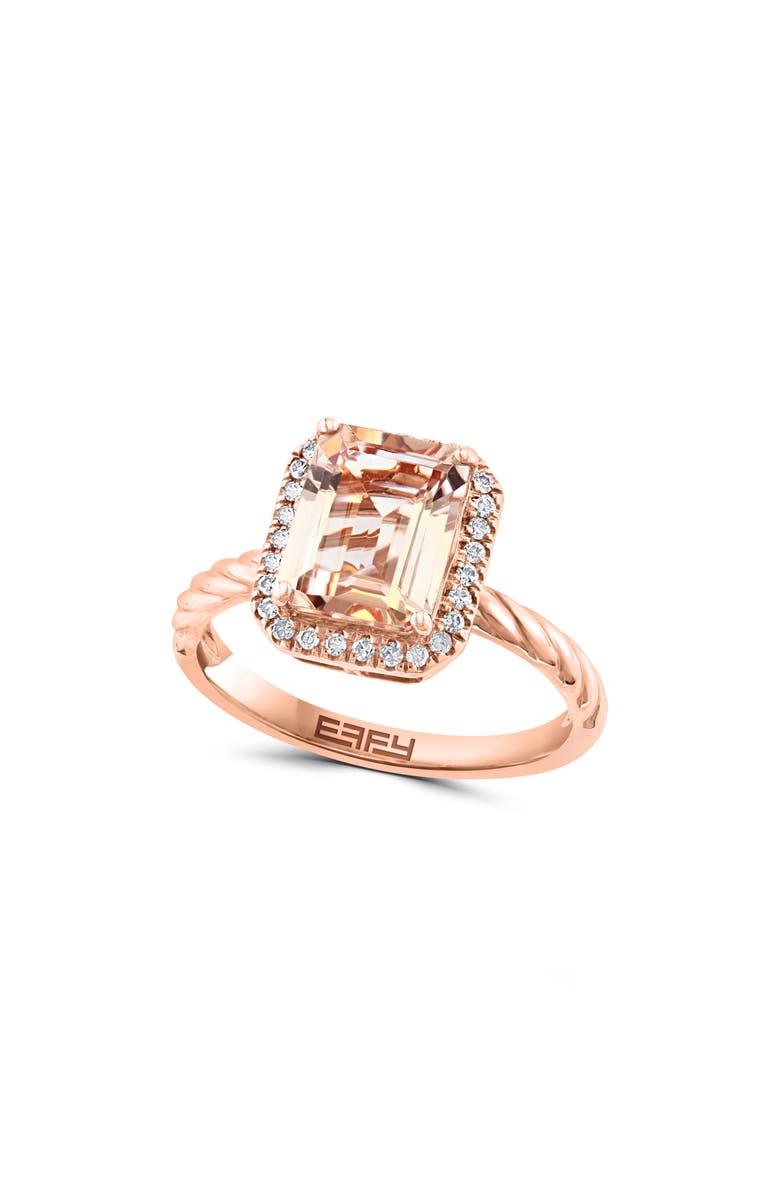 EFFY 14K Gold Diamond & Morganite Ring, Main, color, 