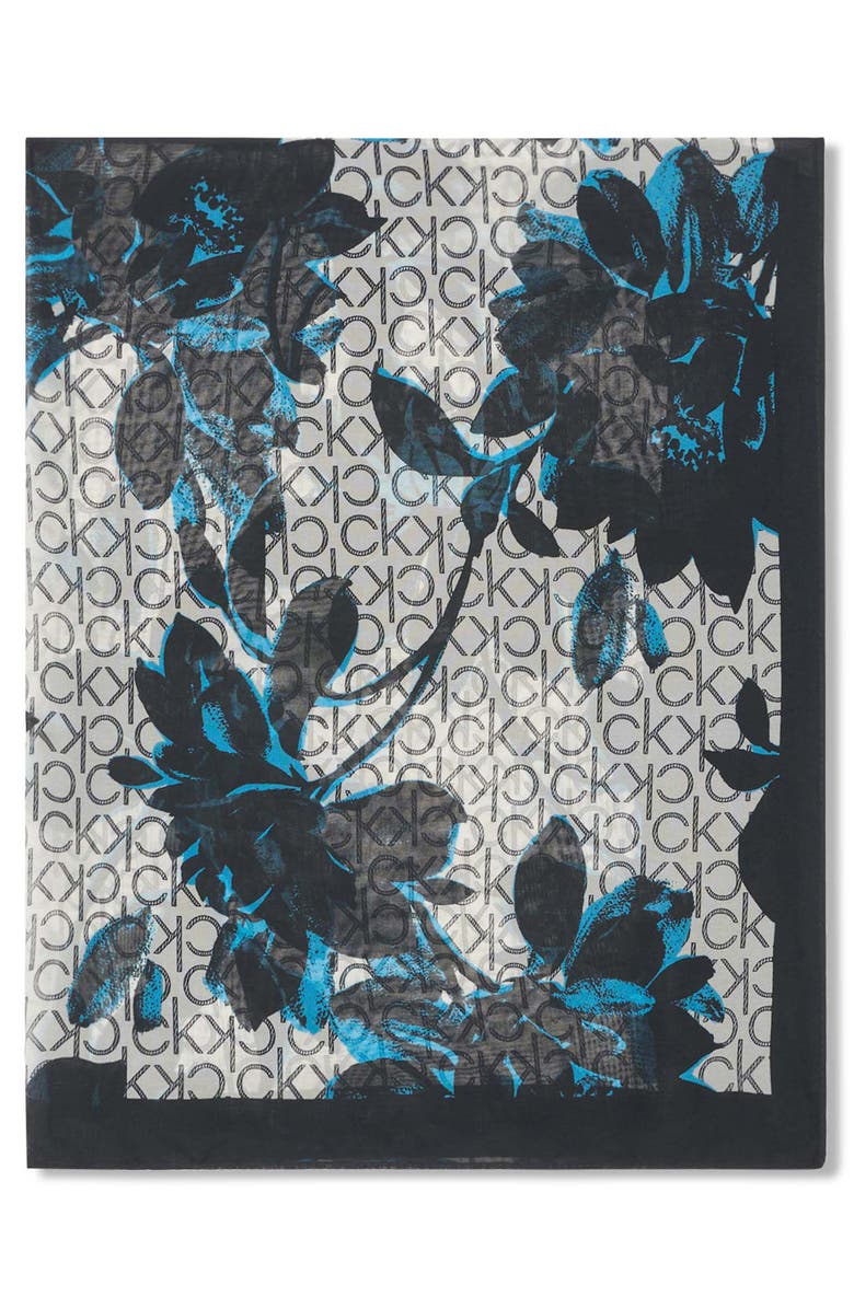 Calvin Klein Floral CK Chiffon Scarf, Alternate, color, 