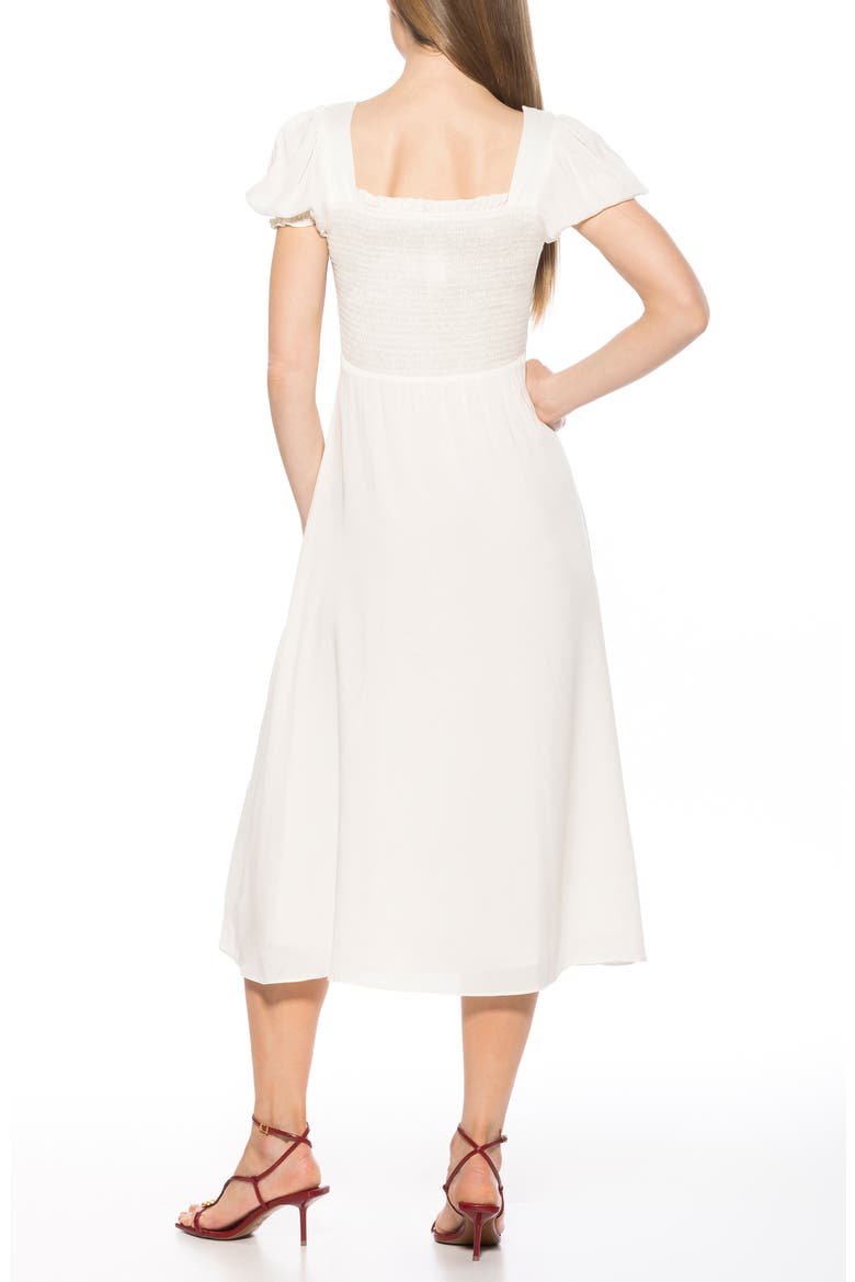 Iris Smocked Short Sleeve Midi Dress, Alternate, color, IVORY