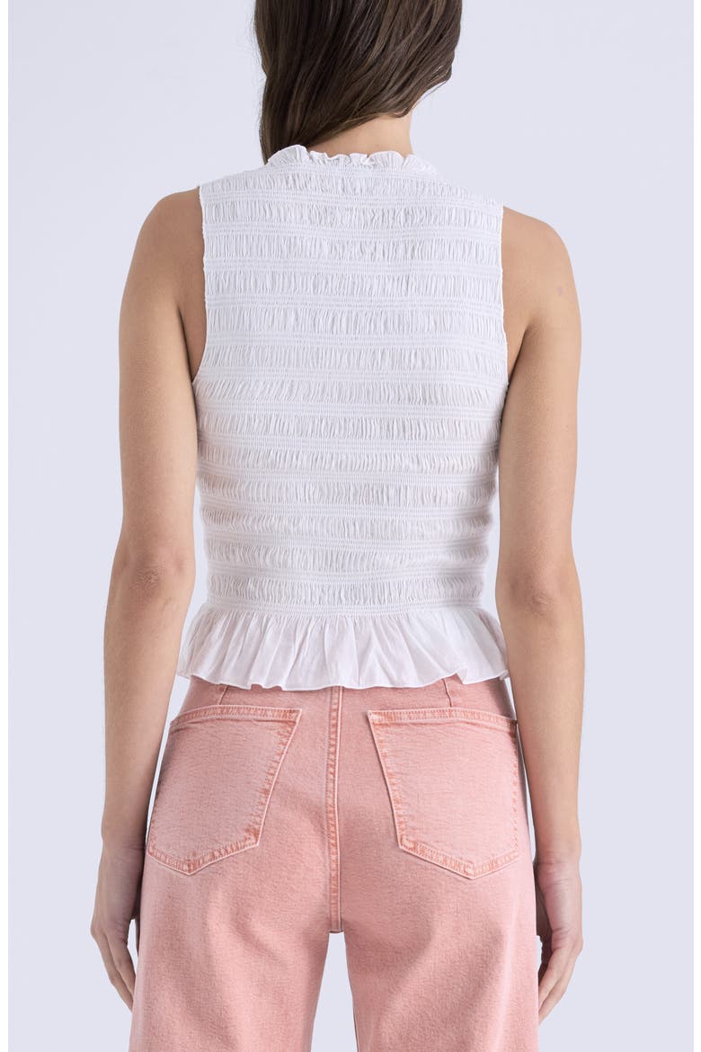 Phoebe Smock Detail Sleeveless Cotton Blend Top, Alternate, color, LE BLANC