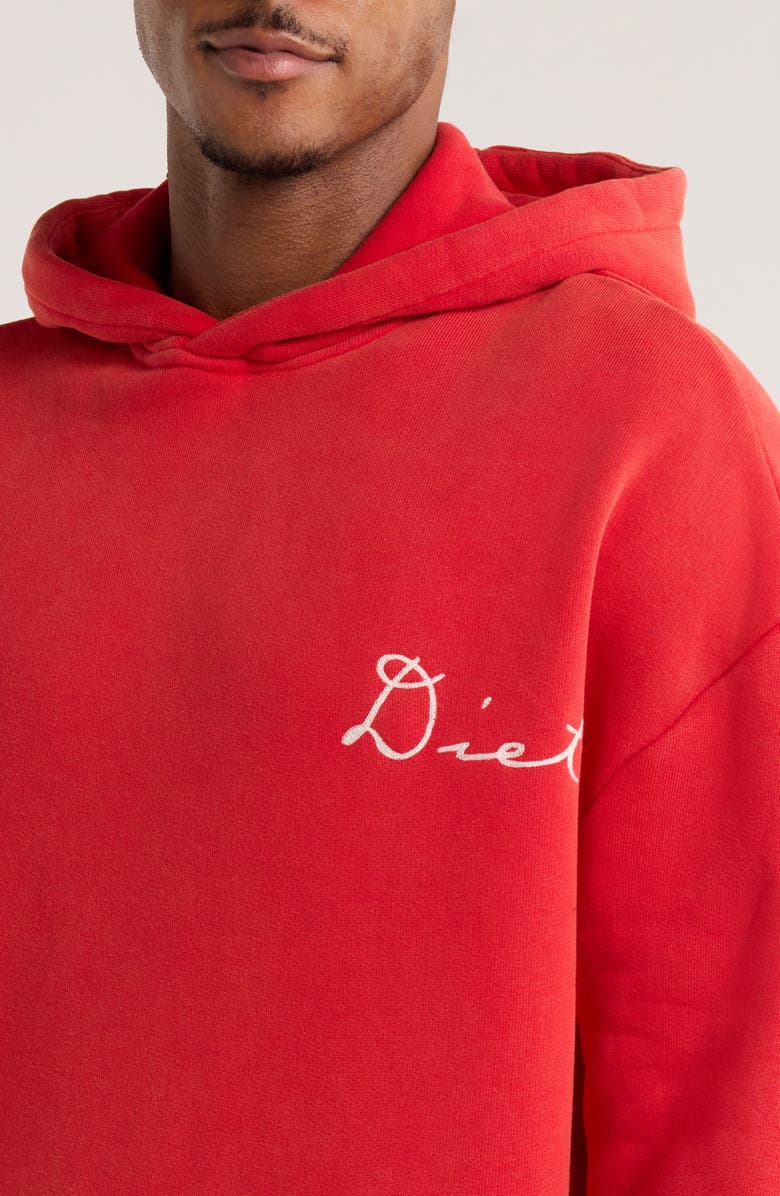 DIET STARTS MONDAY Chainstitch Cotton Hoodie, Alternate, color, Red