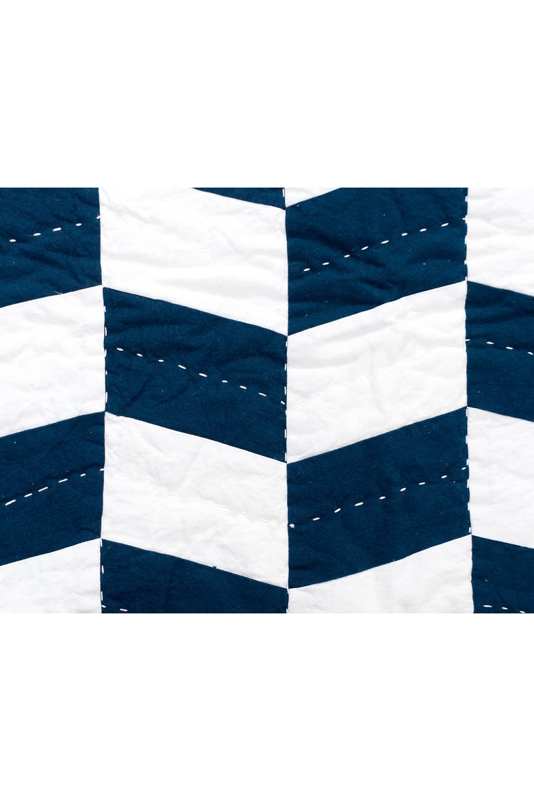 Herringbone Patch Indigo Quilt, Alternate, color, Blue