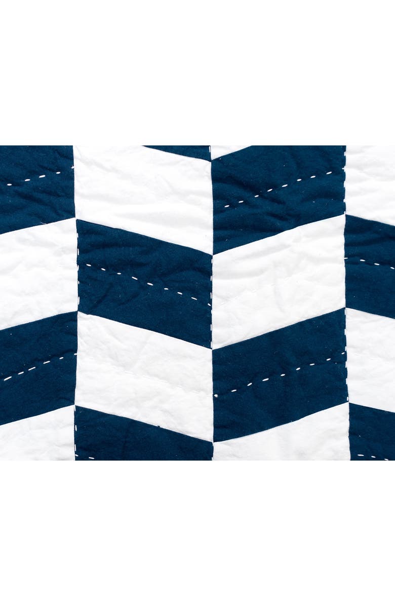 carol & frank 26" x 26" Herringbone Patch Indigo Cotton Euro Sham - Machine Washable, Alternate, color, Blue