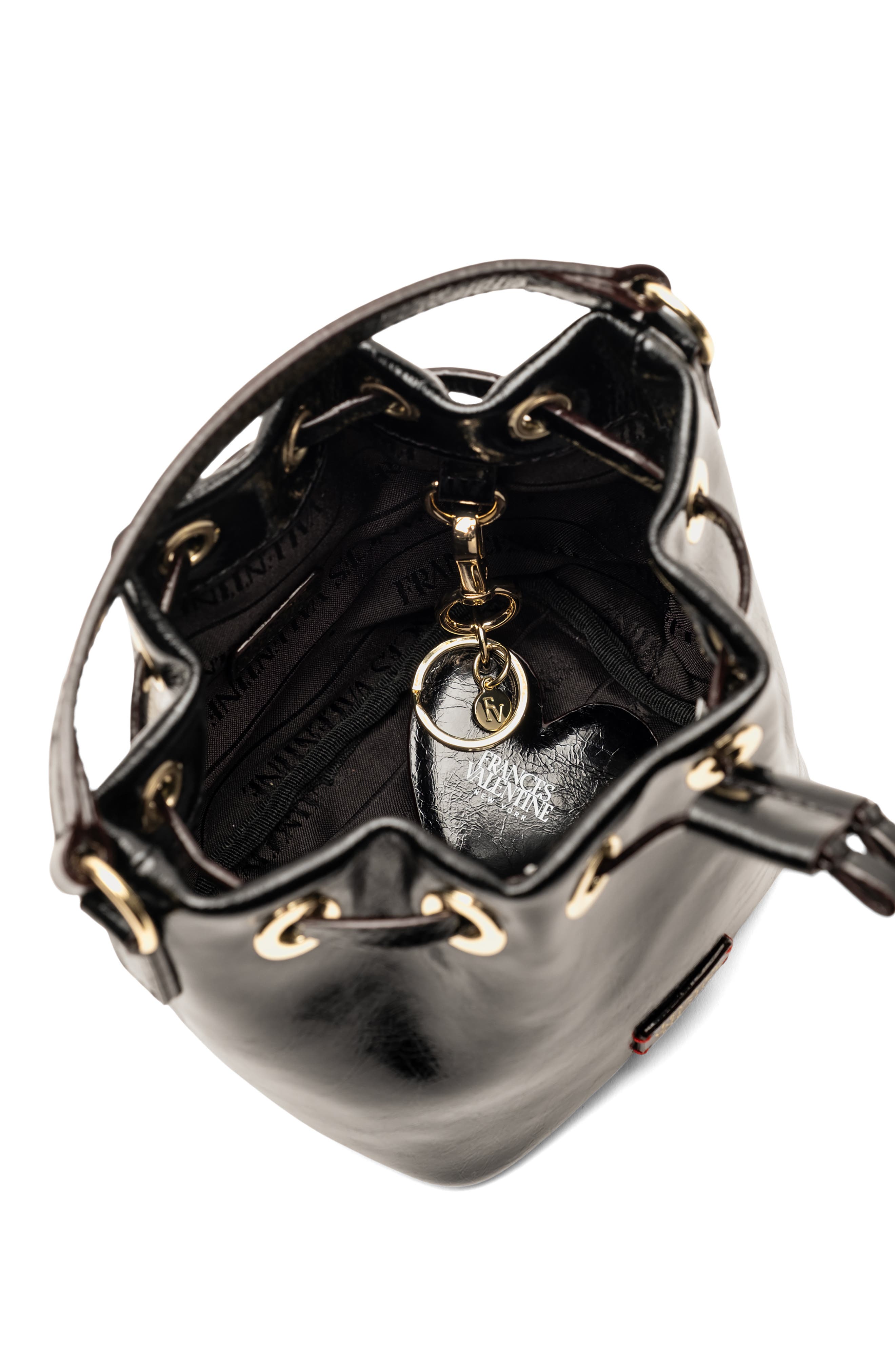 Frances Valentine Minnie Leather Bucket Bag, Alternate, color, Black
