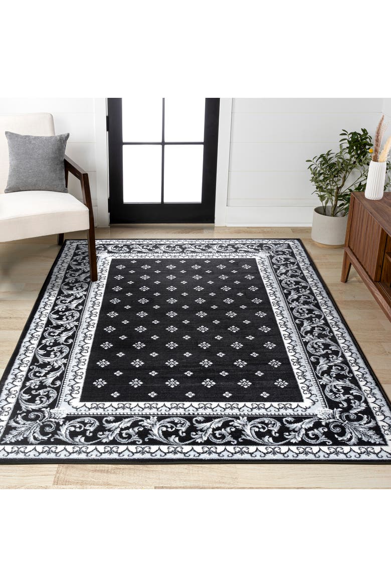 Acanthus French Border Area Rug, Alternate, color, Black/Gray