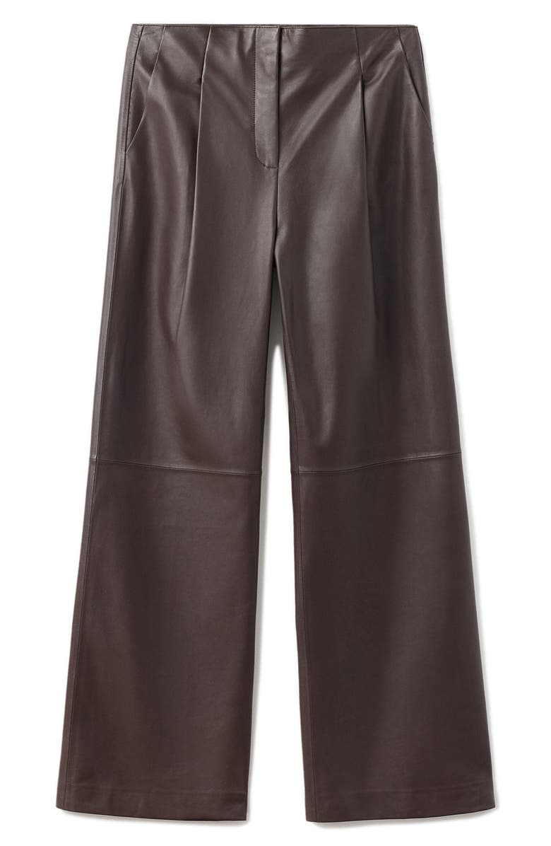 MANGO Selection Leather Straight Leg Pants, Alternate, color, Brown