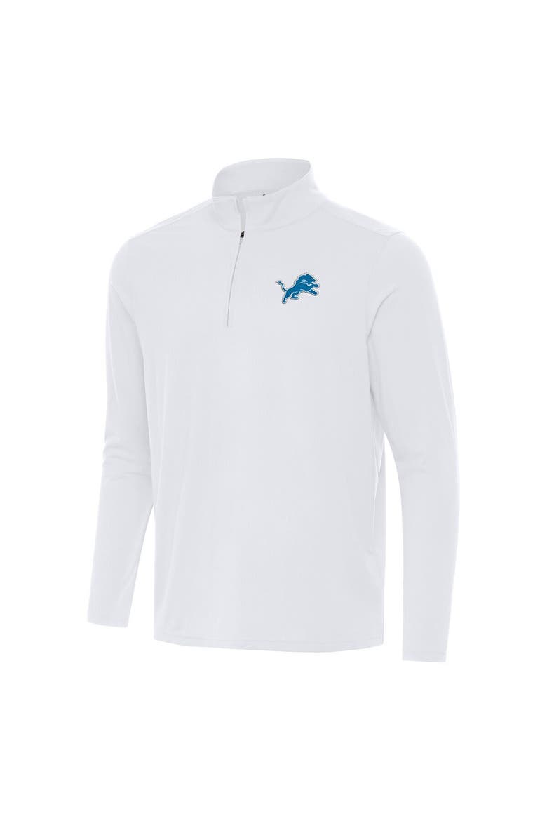 Men's Antigua White Detroit Lions Intent Quarter-Zip Pullover Top, Alternate, color, White