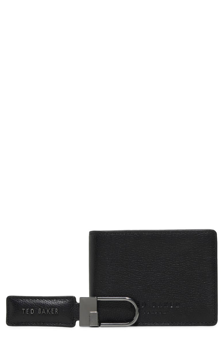 Ted Baker Finley Bifold Wallet & Key Ring Set, Main, color, Black