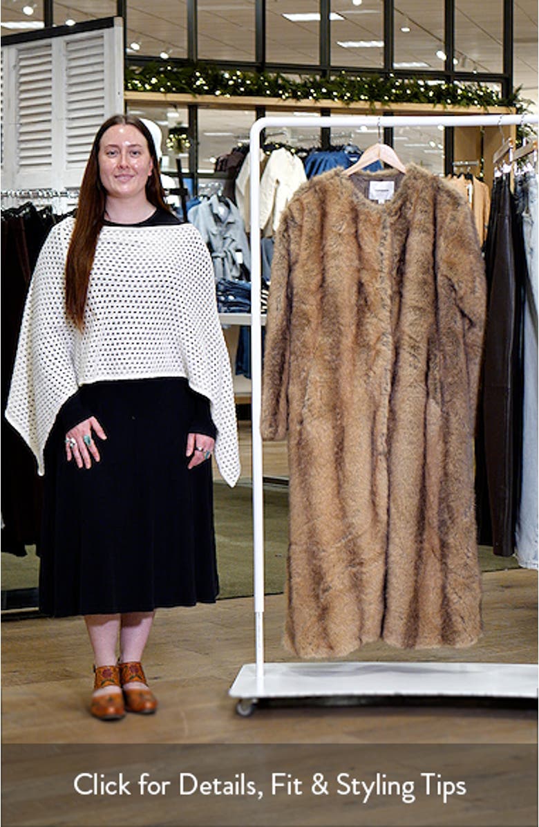 Collarless Faux Fur Long Coat, sales video thumbnail