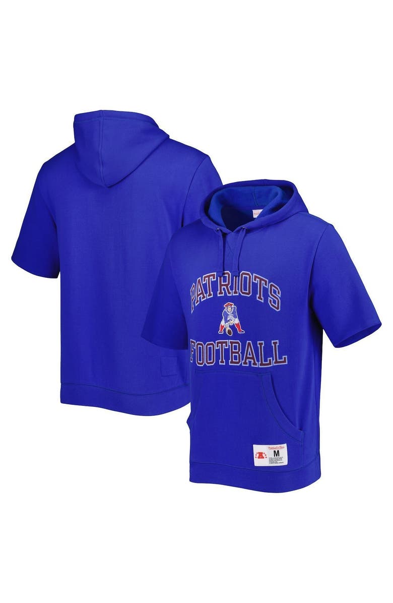 Mitchell & Ness Men's Mitchell & Ness Royal New England Patriots Washed Short Sleeve Pullover Hoodie, Alternate, color, Royal
