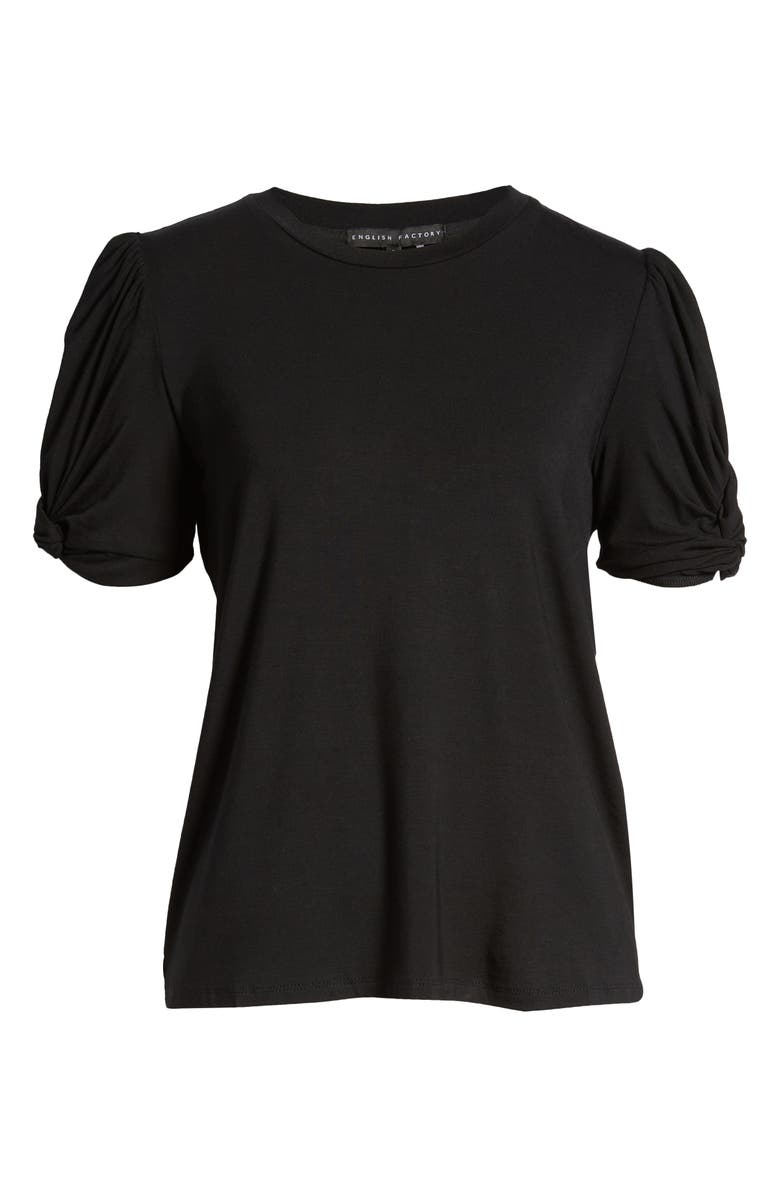 English Factory Twisted Sleeve Stretch Knit Top, Alternate, color, 