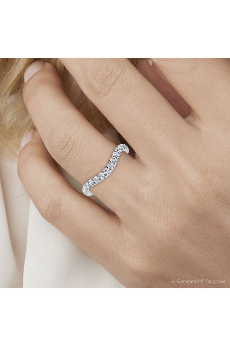 Curved Diamond Wedding Ring Enhanced 1/3Ct 14k Gold or Platinum Lab Grown, Alternate, color, 14k White Gold