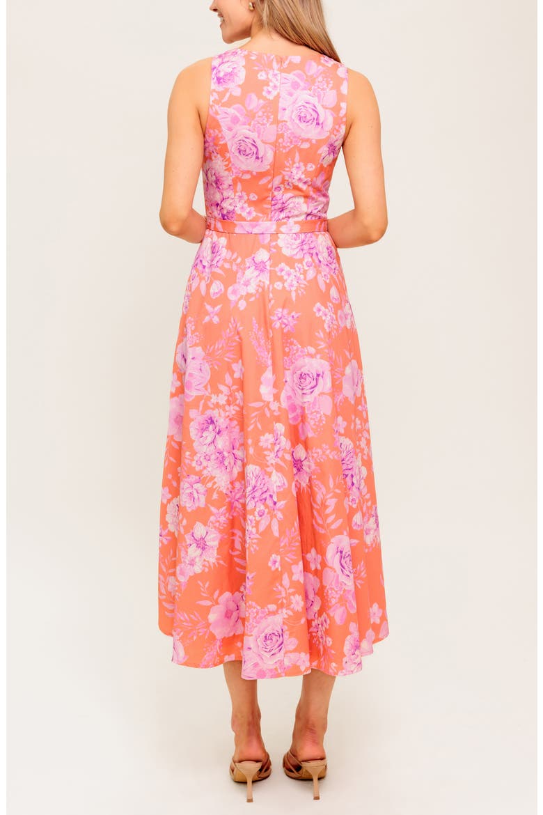 Bateau Neck Fit & Flare Midi Dress, Alternate, color, CORAL