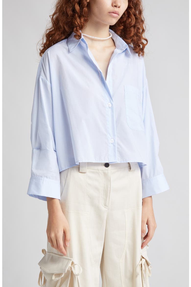 Next Ex Crop Button-Up Shirt, Alternate, color, BABY BLUE