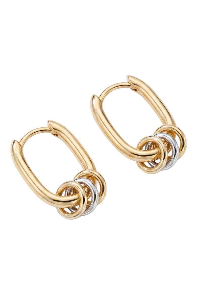 Chloe Two-Tone Oval Huggie Hoop Earrings, Main, color, GOLD/ SILVER