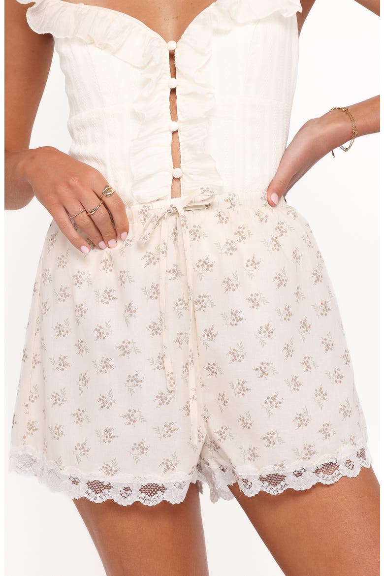 Ashlee Ditsy Floral Lace Trim Shorts, Alternate, color, WHITE FLORAL