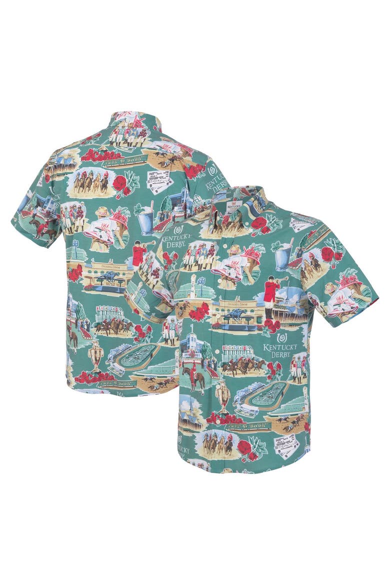Men's Reyn Spooner Green Kentucky Derby Button-Up Shirt, Alternate, color, Green