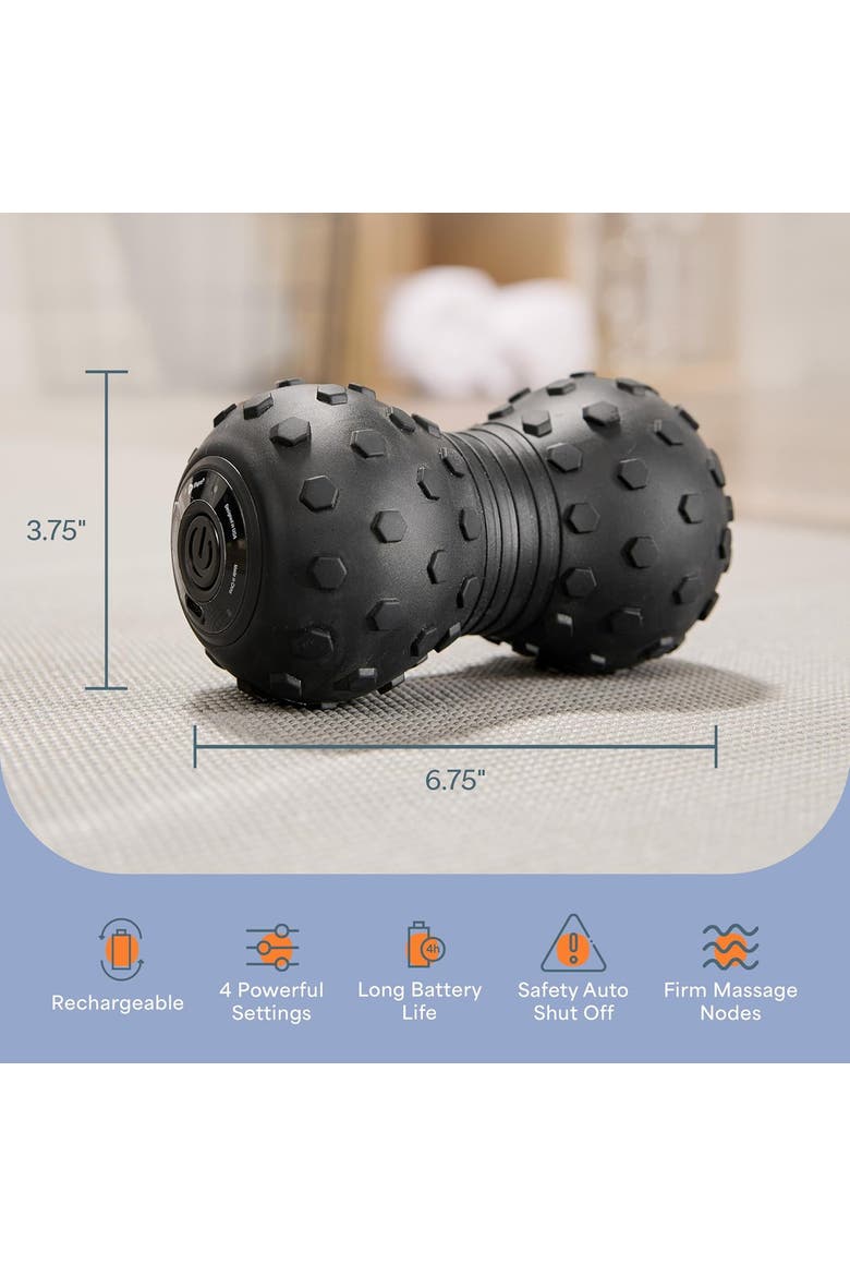 Velocity Vibrating Peanut Massage Ball  4Speed Deep Tissue Recovery Roller, Alternate, color, Black