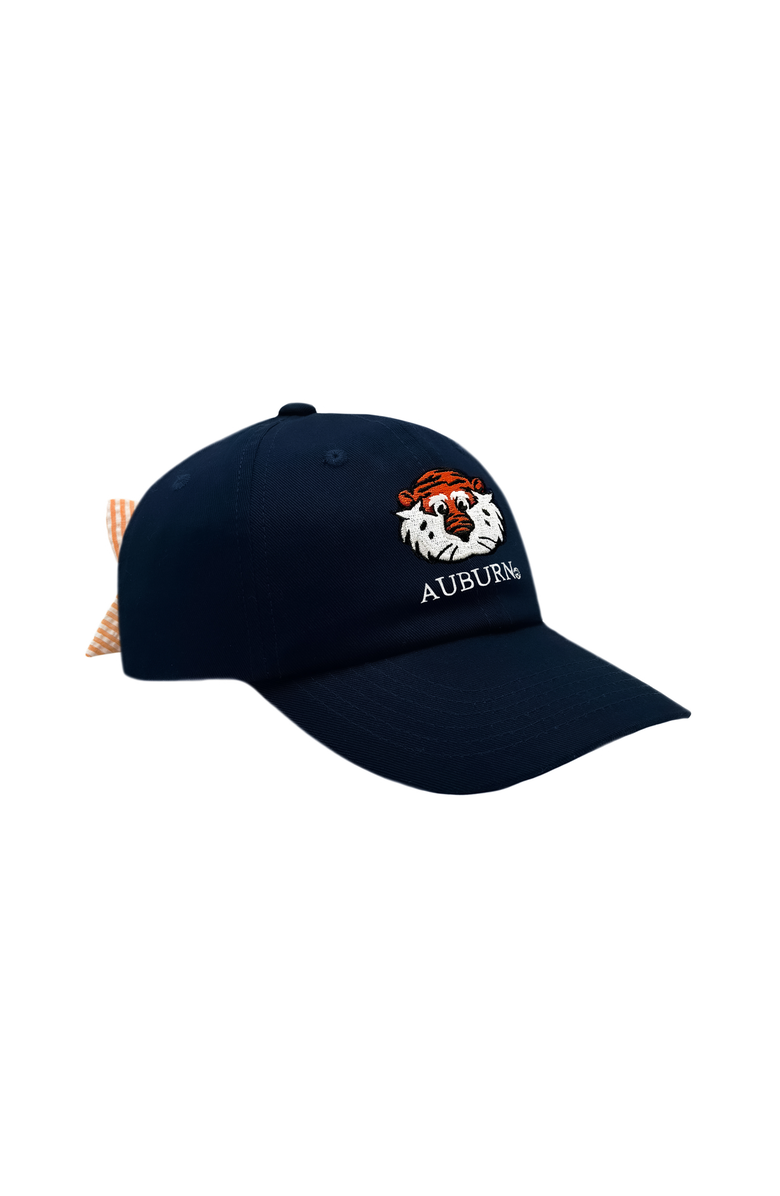 Bits & Bows Auburn Tigers Aubie Bow Baseball Hat, Main, color, Navy Blue