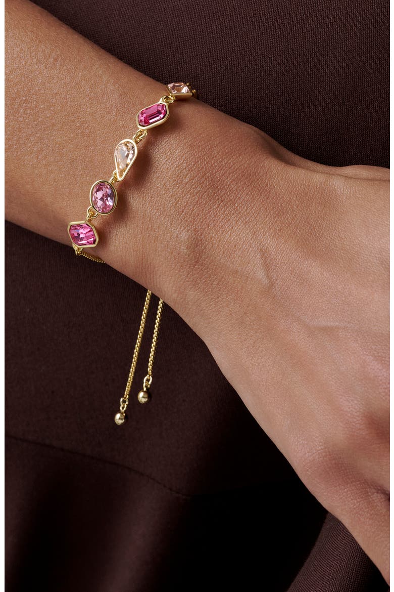 Juliet Jewel Crystal Slider Bracelet, Alternate, color, GOLD TONE PINK MULTI CRYSTAL