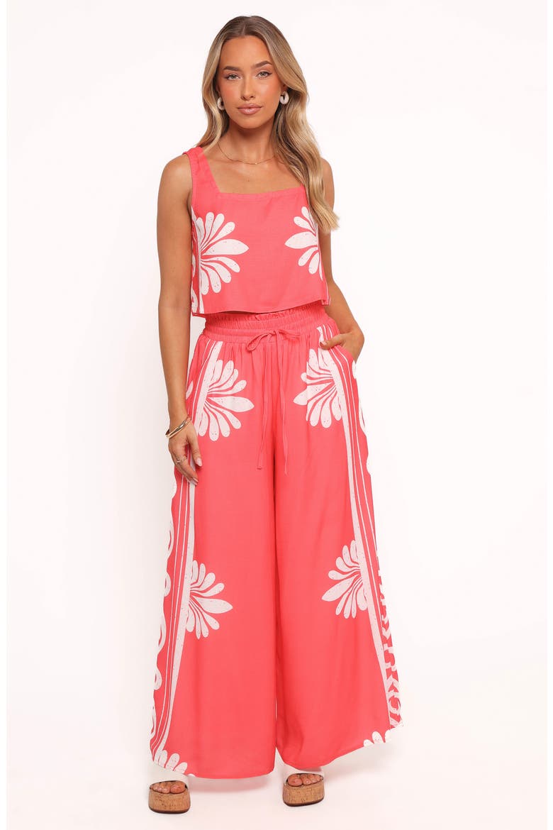 Timothy Linen Blend Square Neck Tank & Wide Leg Pants Set, Alternate, color, CORAL