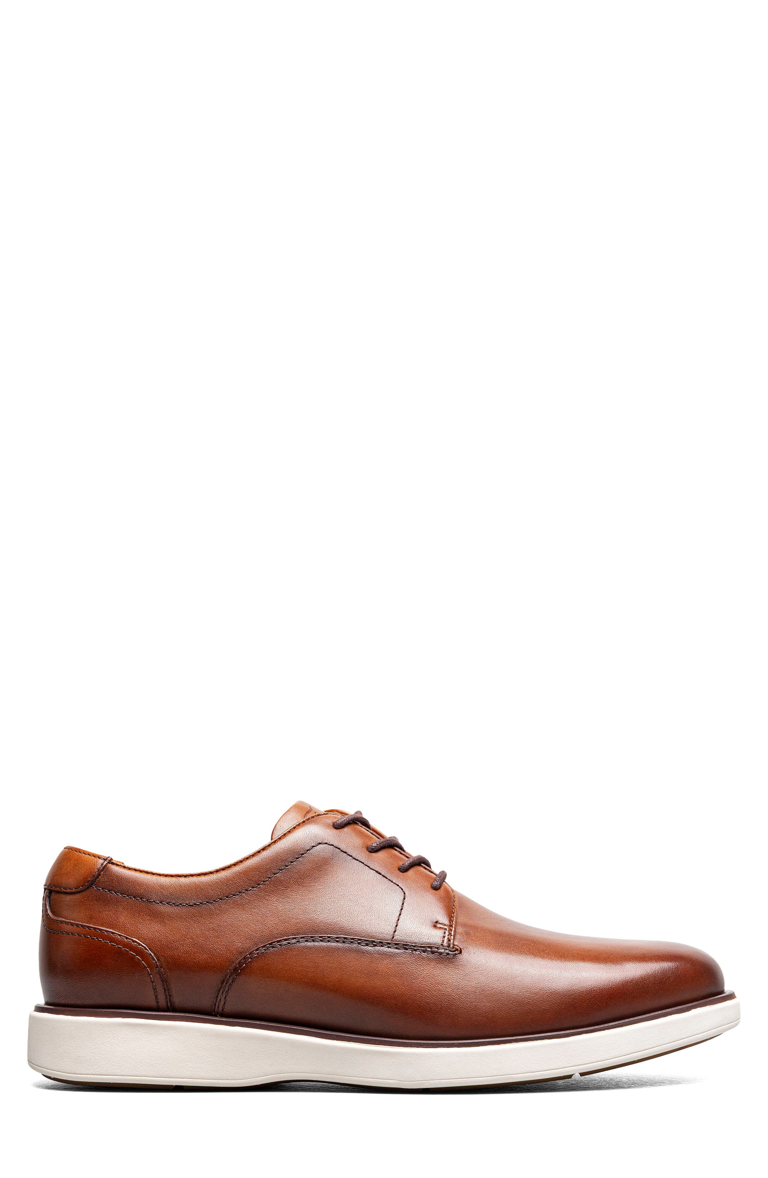 Avenue Plain Toe Leather Derby, Alternate, color, COGNAC MLT