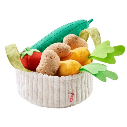 HABA Biofino Vegetable Basket - Soft Plush Pretend Play Food with Carrier, Cucumber, Tomato, 2 Carrots and 3 Potatoes in Multi  product