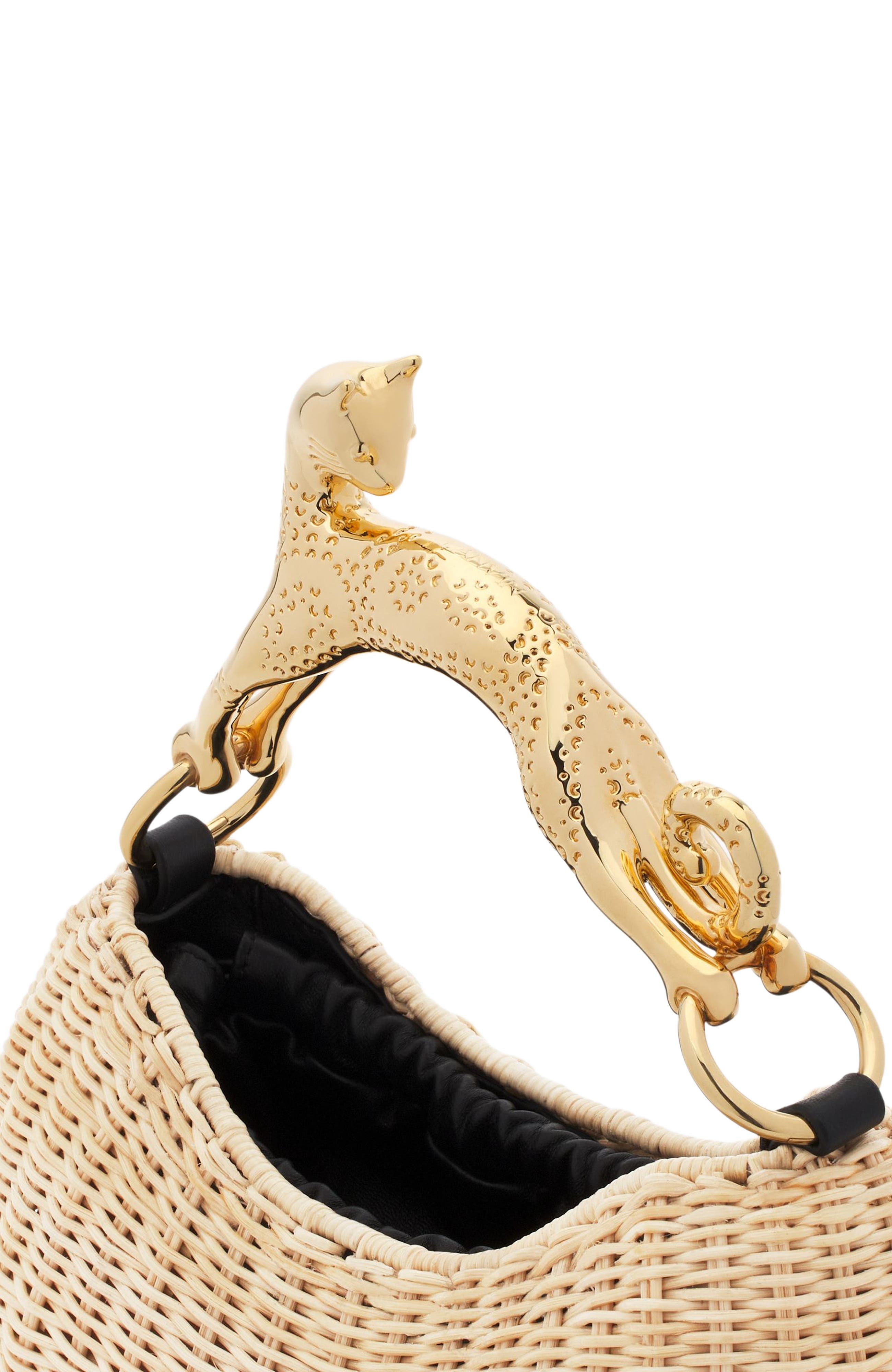 Lanvin Wicker Hobo Cat Bag Sm, Alternate, color, 