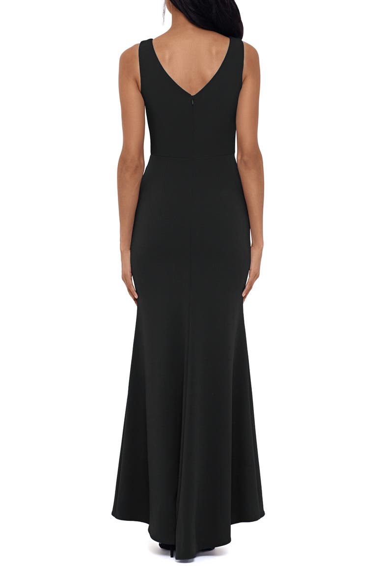 Ruffle Bow Trumpet Gown, Alternate, color, BLACK