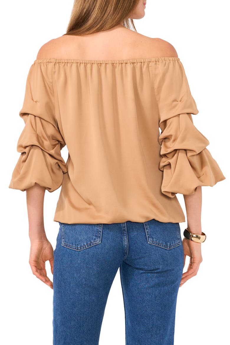 Off the Shoulder Bubble Sleeve Top, Alternate, color, CAMEL