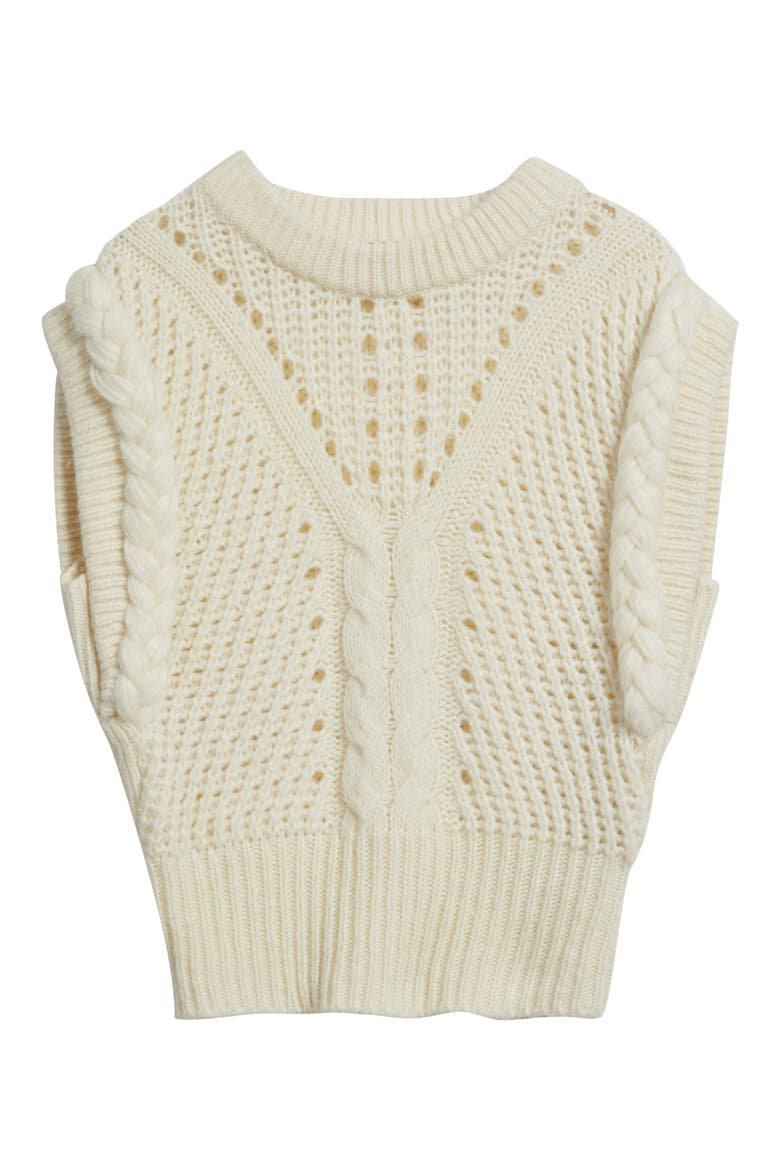 Fastina Cable Stitch Sweater, Alternate, color, OPEN WHT