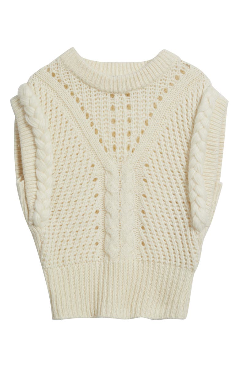 BOSS Orange Fastina Cable Stitch Sweater, Alternate, color, Open White