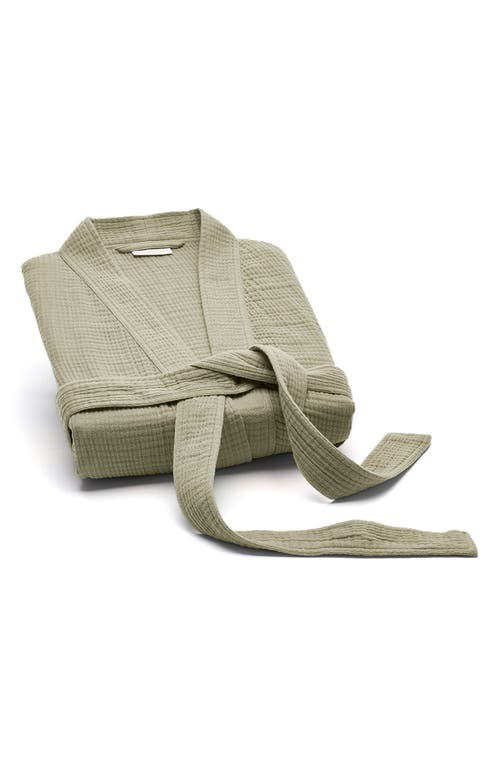 Boll & Branch Dream Rib Organic Cotton Robe In Sageleaf