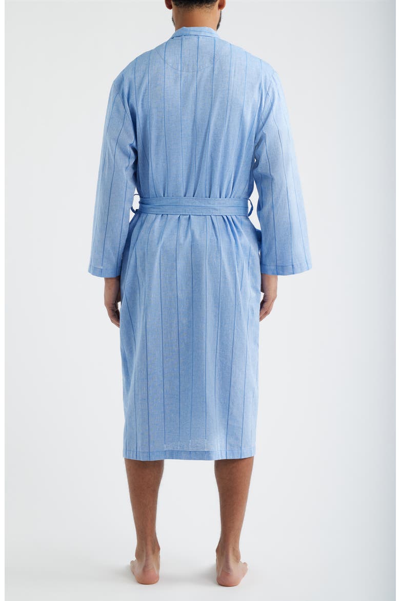 Pinstripe Cotton & Linen Robe, Alternate, color, BLUE