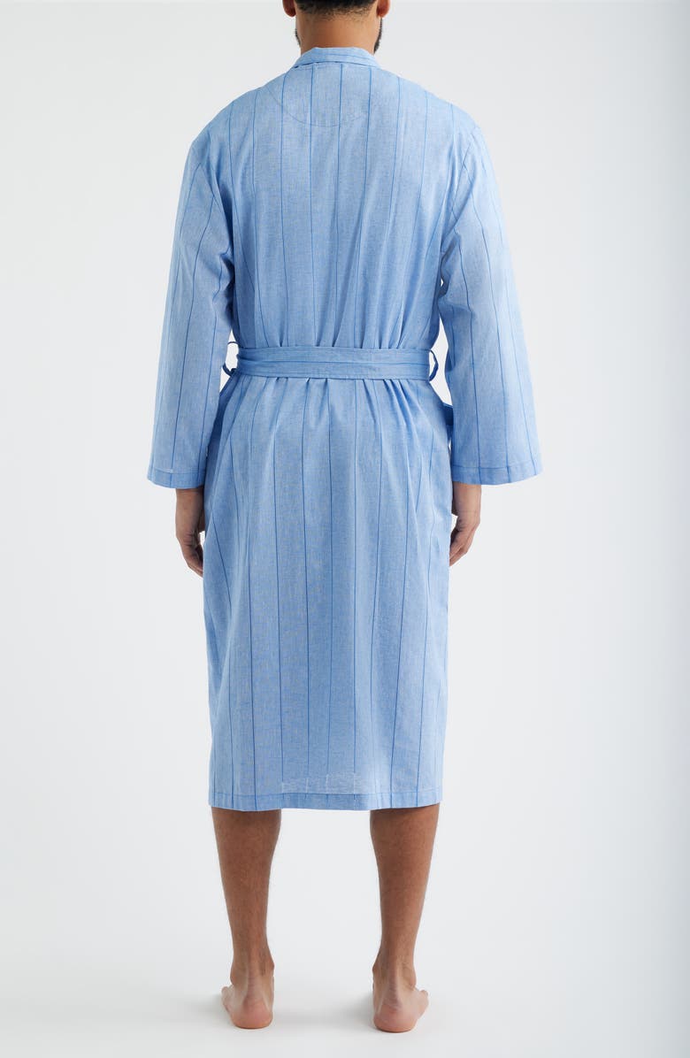 Daniel Buchler Pinstripe Cotton & Linen Robe, Alternate, color, Blue