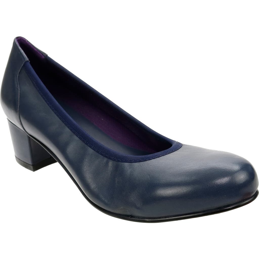 David Tate Simona Block Heel Pump In Blue