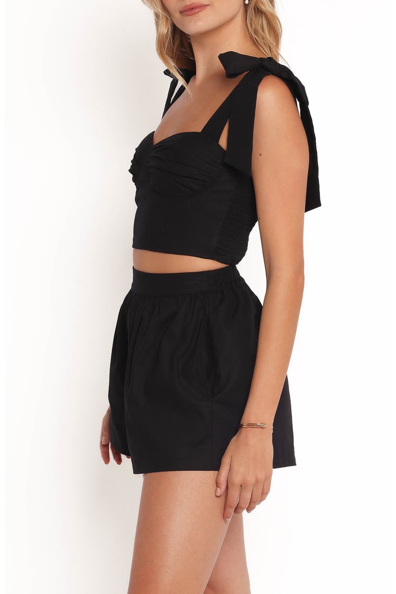 Benji Cotton & Linen Crop Top & Shorts Set, Alternate, color, BLACK