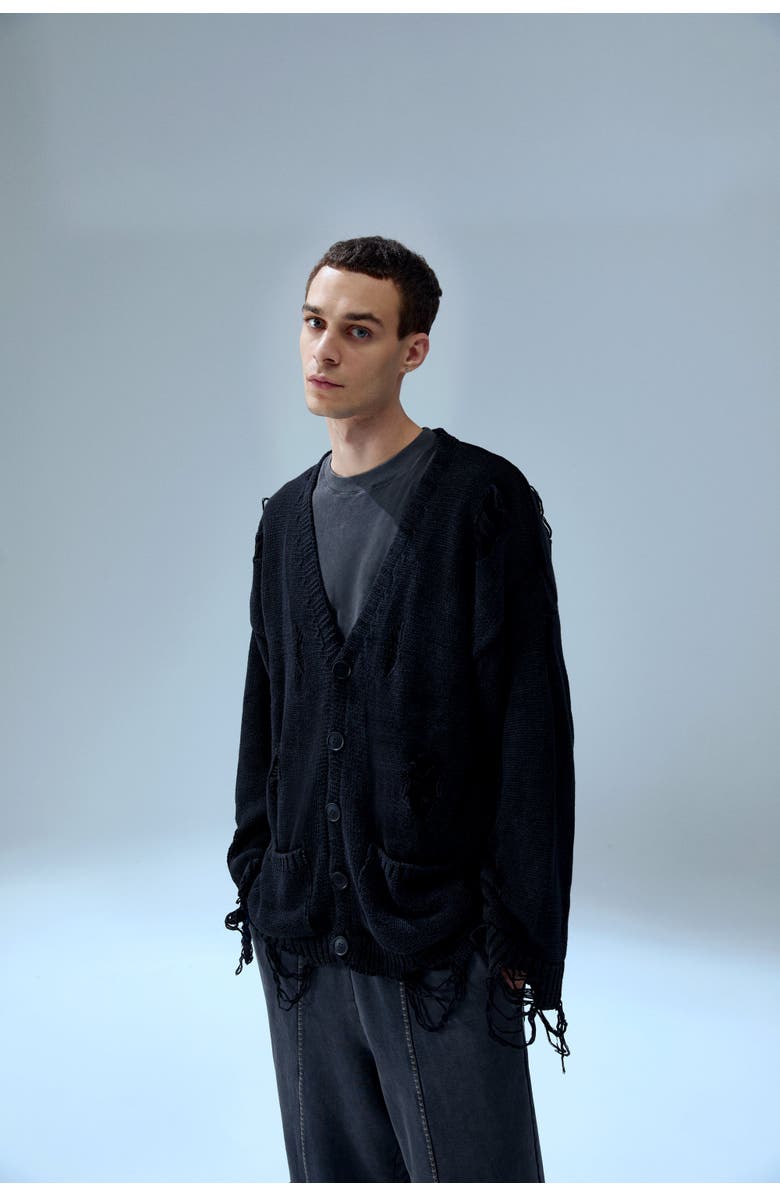 PCFG Your *Itch Ripped Knit Cardigan, Alternate, color, Black