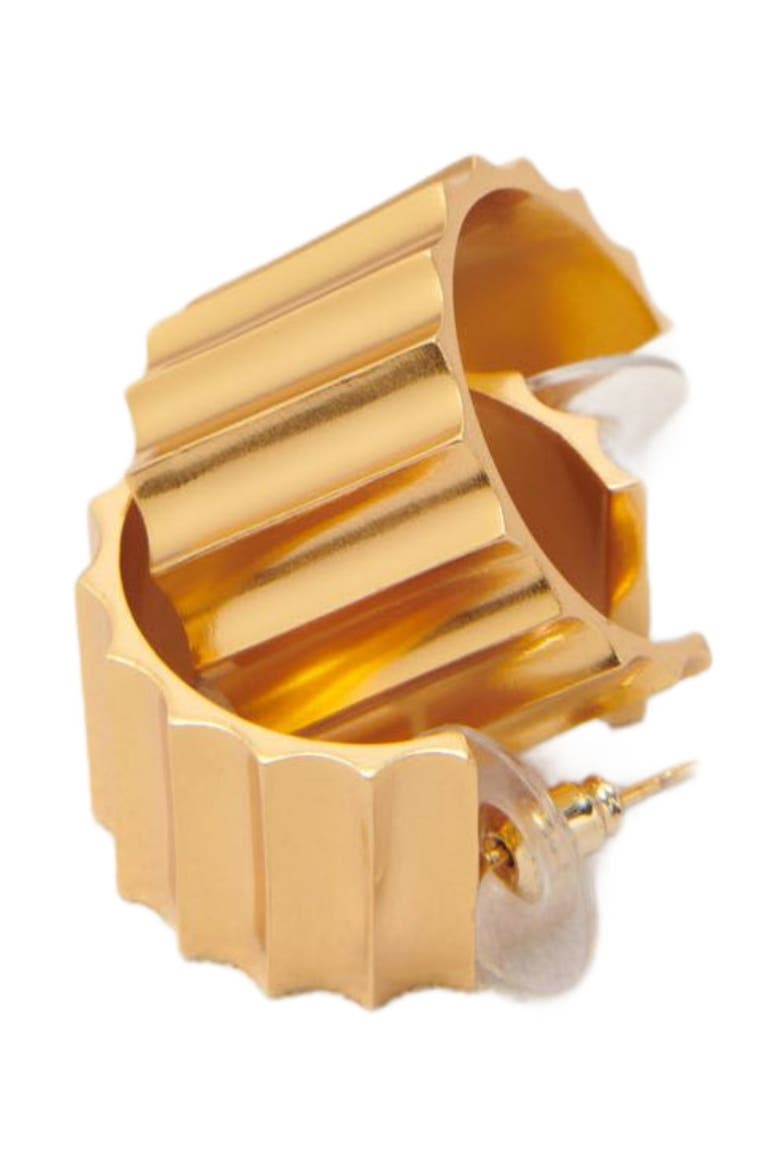 Tapered gold mini hoop earrings, Alternate, color, Gold