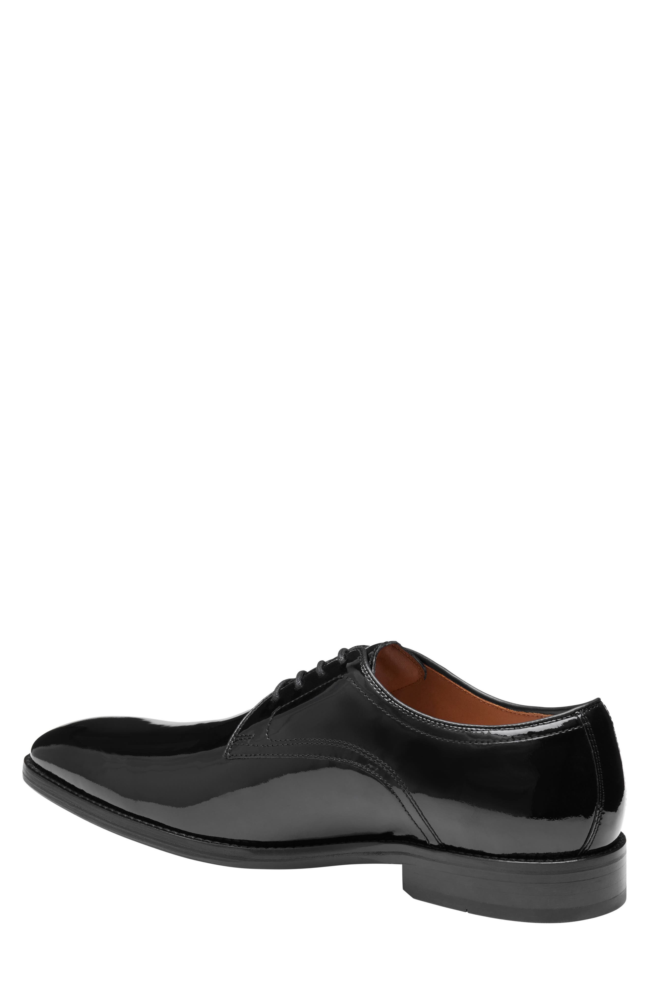 Johnston & Murphy Sullivan Plain Toe Derby, Alternate, color, Black Italian Patent Calfskin