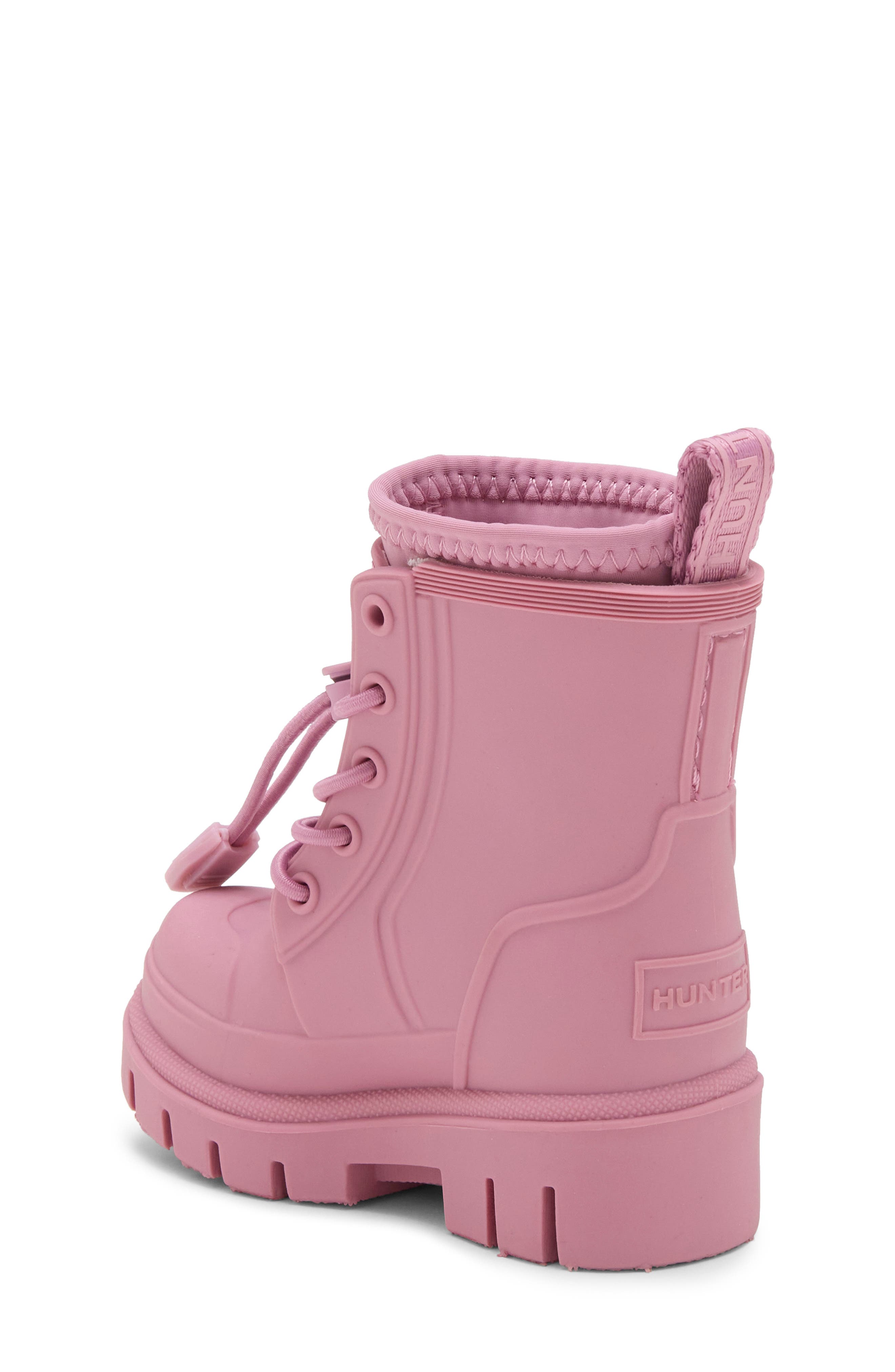 Kids' Stamp Waterproof Lace-Up Rain Boot, Alternate, color, DARK PINK