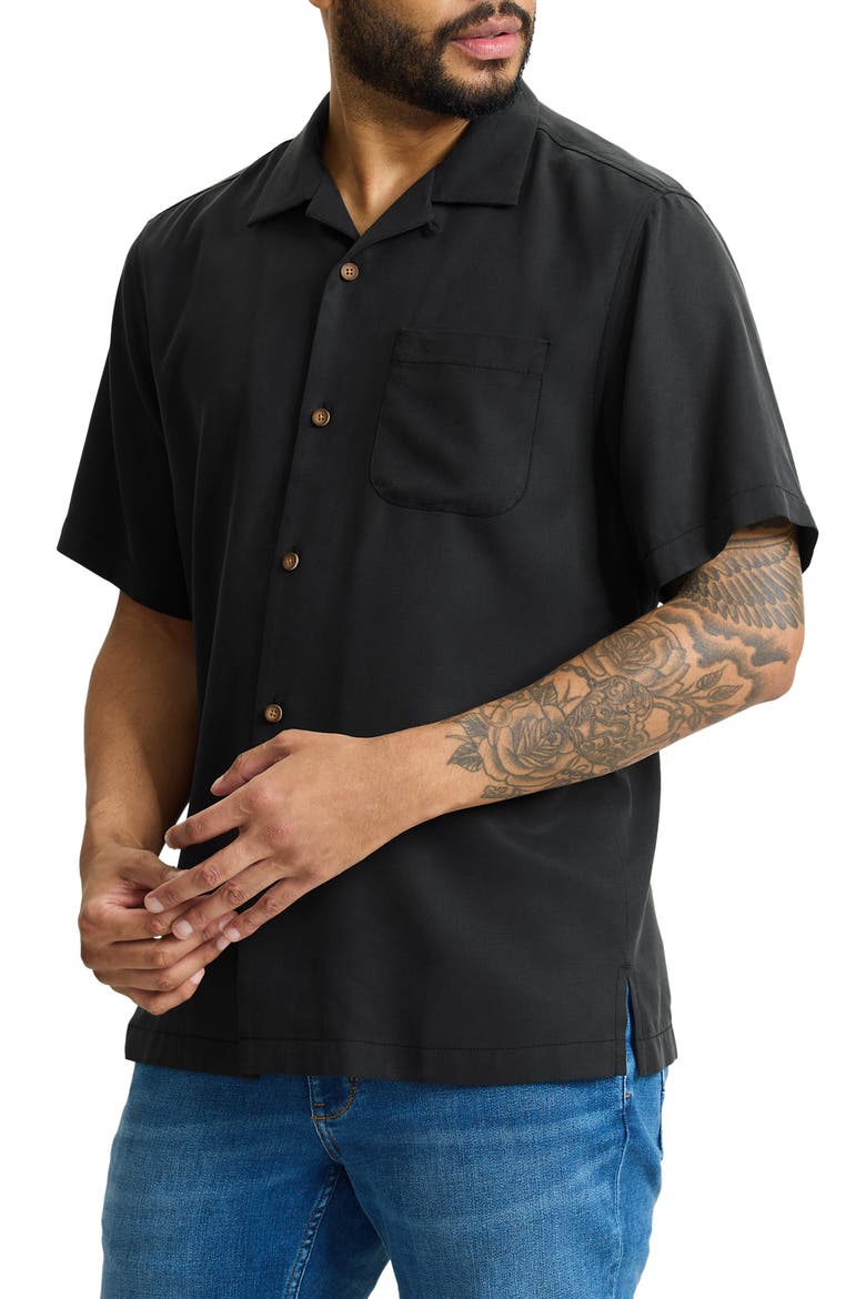 Sailor's Swirl Silk Camp Shirt, Main, color, MATTE BLACK