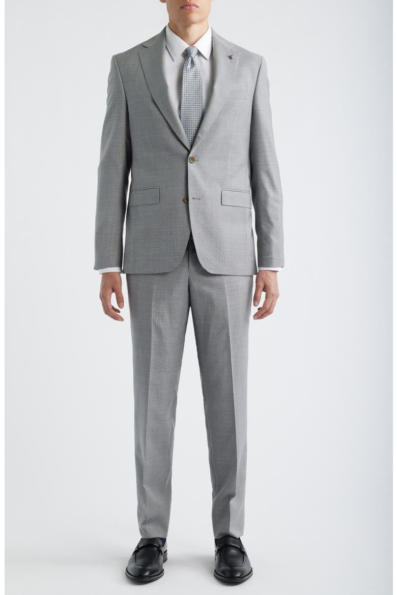 Esprit Contemporary Fit Light Grey Glen Check Super 100s Wool Suit, Main, color, LIGHT GREY